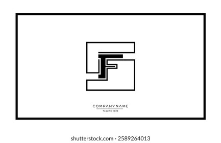 Alphabet letters F, FF logo monogram icon