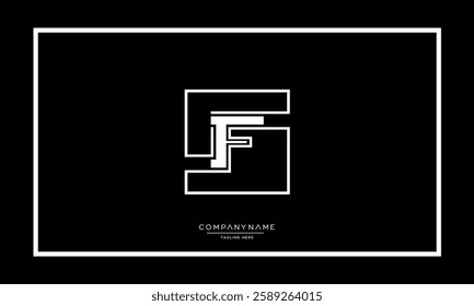 Alphabet letters F, FF logo monogram icon