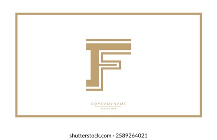 Alphabet letters F, FF logo monogram icon