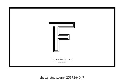 Alphabet letters F, FF logo monogram icon