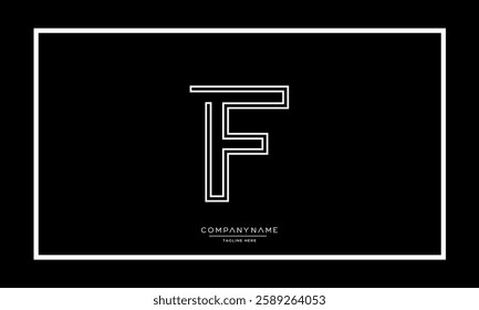 Alphabet letters F, FF logo monogram icon