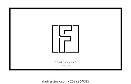 Alphabet letters F, FF logo monogram icon