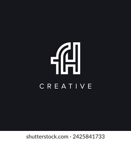 Alphabet Letters FH HF Creative Logo Initial Based Monogram Vector Icon.