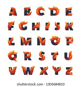 Alphabet Letters Fire Flames Stock Vector (Royalty Free) 1303684810 ...