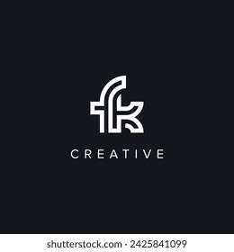 Alphabet Letters FK KF Creative Logo Initial Based Monogram Vector Icon.