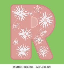 Alphabet letters floral LETTER R vector with abstract stylized flowers Decoration invitation card font letter  Illustration celebration anniversary birthday Wedding Logo spring summer design Pastel 