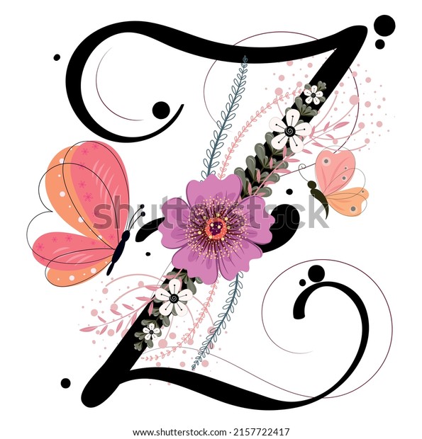 Alphabet Letters Floral Letter Z Vector Stock Vector (Royalty Free ...