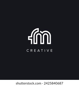 Alphabet Letters FM MF Creative Logo Initial Based Monogram Vector Icon.