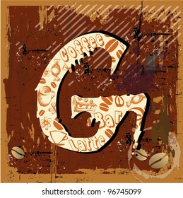 alphabet, letters, the font coffee theme, vector.