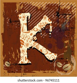 alphabet, letters, the font coffee theme, vector.