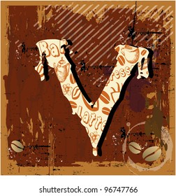 alphabet, letters, the font coffee theme, vector.