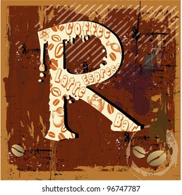 alphabet, letters, the font coffee theme, vector.
