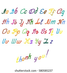 alphabet, letters, font different colors