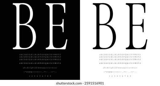 Alphabet letters font, Punctuation, numbers, Minimal Fashion Designs, Logos, Typography, etc. Modern serif fonts are decorative vintage concepts. vector illustration