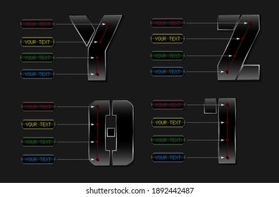 Alphabet Letters with four option, infographic template