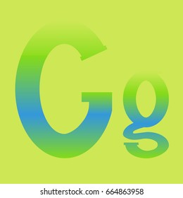 Alphabet letters Gg in colored gradient
