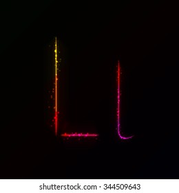 Alphabet letters of gradient lights on dark background