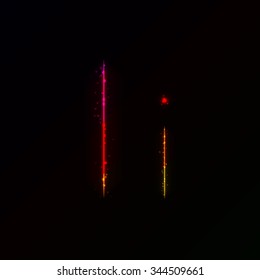 Alphabet letters of gradient lights on dark background
