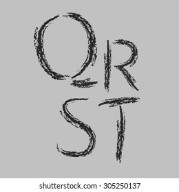 Alphabet, letters of the alphabet, graffiti, written in chalk Q, R, S, T