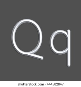 Alphabet letters of gray color lights, 3d line with smooth shadow