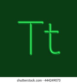 Alphabet letters of green color lights, 3d line with smooth shadow