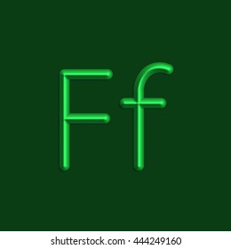 Alphabet letters of green color lights, 3d line with smooth shadow