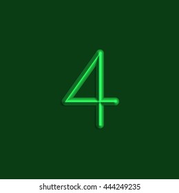 Alphabet letters of green color lights, 3d line with smooth shadow