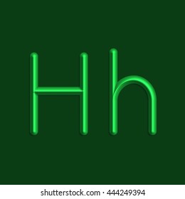 Alphabet letters of green color lights, 3d line with smooth shadow