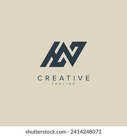 Alphabet Letters HN NH Business Logo Initial Based Monogram Icon Vector.