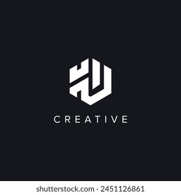 Alphabet Letters HU UH Creative Logo Initial Based Monogram Icon Vector Element.