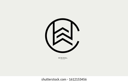 Alphabet letters icon logo CW or WC
