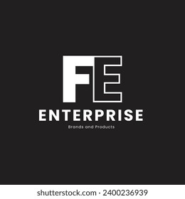 alphabet letters icon logo FE monogram