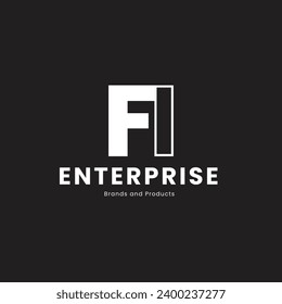 alphabet letters icon logo Fi monogram