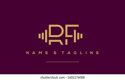 Alphabet letters icon logo RF or FR with dumbbell 