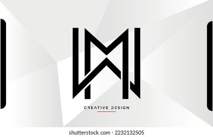 Alphabet letters icon Logo WM or MW Monogram	