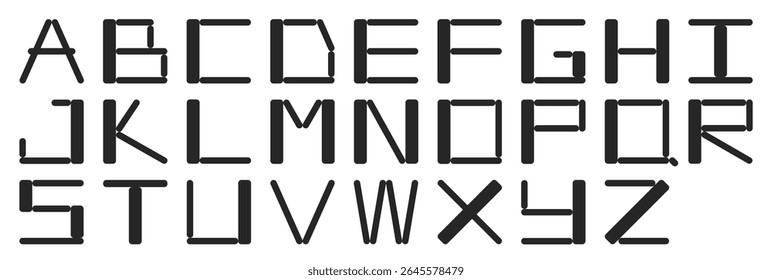 Alphabet letters icons set. Black on white background. Vector illustration.