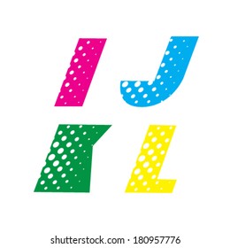 Alphabet letters I,J,K,L vector illustration
