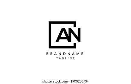 AN Alphabet Letters Initial Square Icon Logo