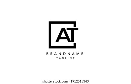 AT Alphabet Letters Initial Square Icon Logo