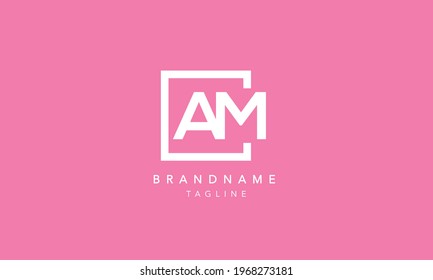 AM Alphabet Letters Initial Square Icon Logo