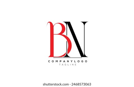 Alphabet letters Initials logo BN