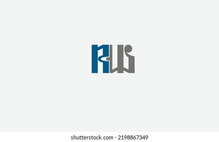 Letras alfabéticas Iniciales logotipo MFonograma RW, WR, R y W