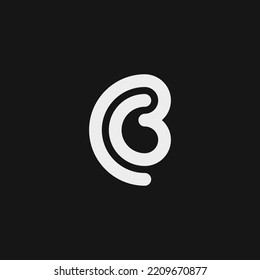Alphabet letters, initials, monogram, geometric minimalist modern technological logo C, B, CB, BC. Ear, circle, labyrinth logo vector. Icon, typography