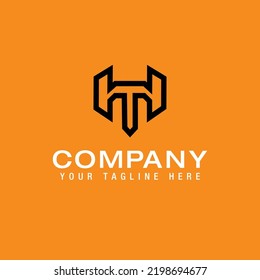 Alphabet letters Initials Monogram HT Logo Line Design Template Vector