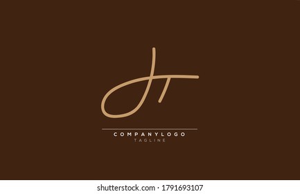 Letras alfabéticas monograma JT, TJ, J y T