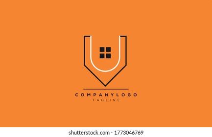 Letras de alfabeto Iniciales Logotipo Monograma UV,VU,U casa,U casa,U propiedad