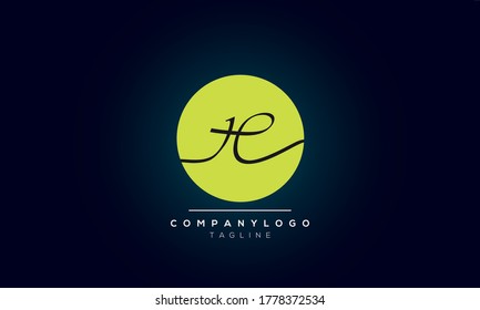 Letras alfabéticas Iniciales Logotipo Monograma HE, EH, H y E guiones