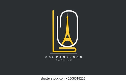 Alphabet letters Initials Monogram logo LO,OL,L and O with Effel Tower