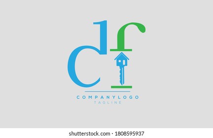 Alphabet letters Initials Monogram logo DF,FD,D and F Home key house key