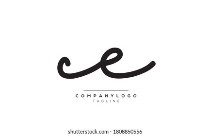Letras alfabéticas Iniciales Logotipo Monograma ce, ec,e y e